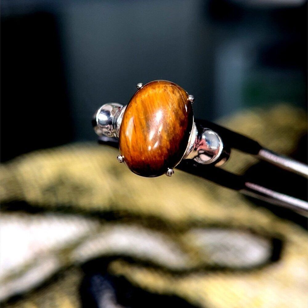 925 Silver Brown Stone Ring - image 6